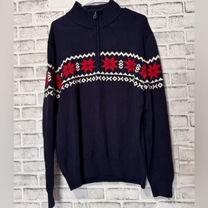 Weatherproof  Zip-Up‎ Sweater the holiday sweater szXL 1/4 zip snowflake pattern